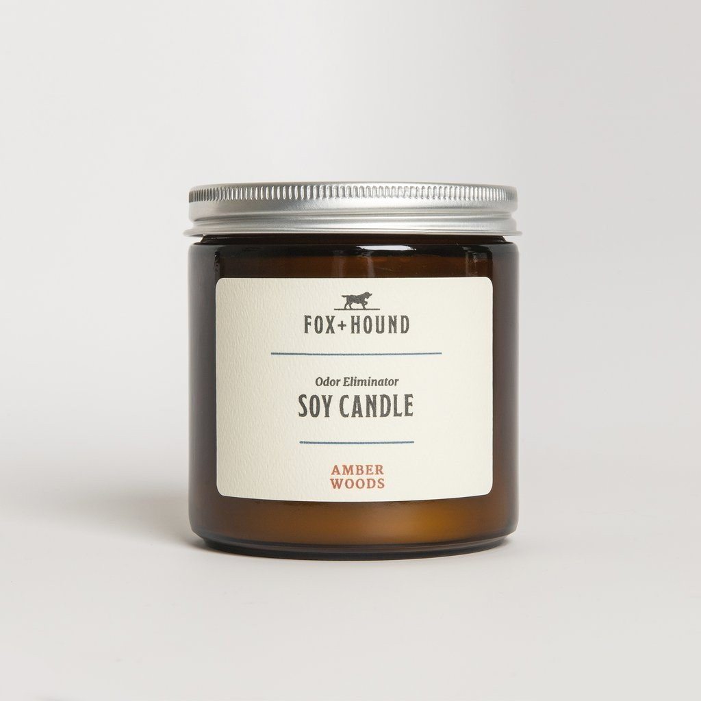 Dog Odor Eliminator Soy Candle in Amber Woods