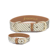 Vegan Leather Dog Collar and Matching Bracelet in Gold Stripe - This Dog's Life