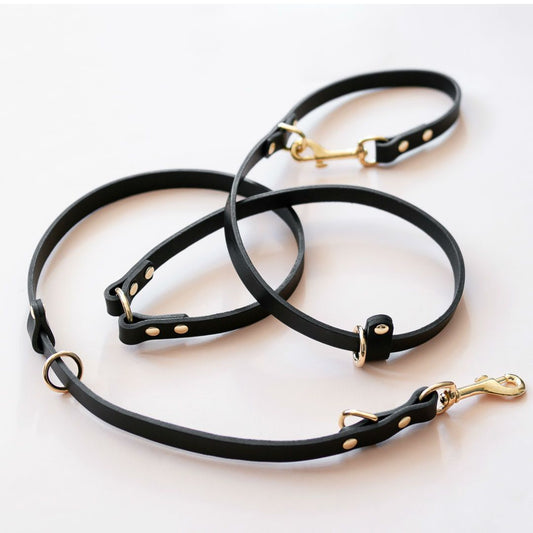 The Essential 5-in-1 Leather Leash in Black - This Dog's Life