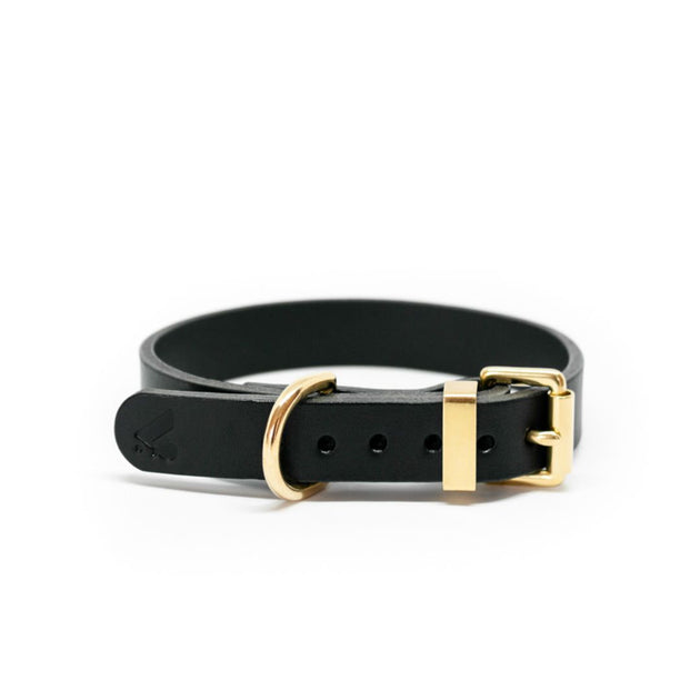 Extra-small pet collar in beige and ebony canvas