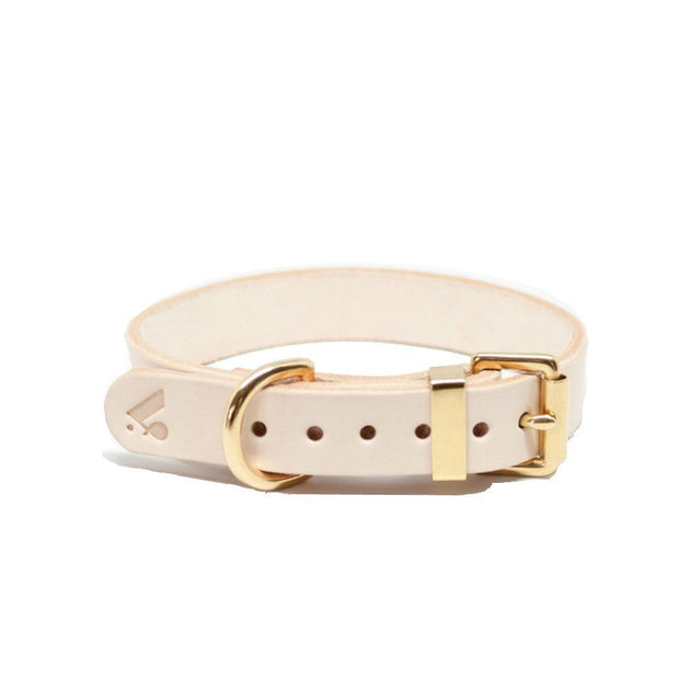 The Essential Classic Leather Collar in Nude - This Dog's Life
