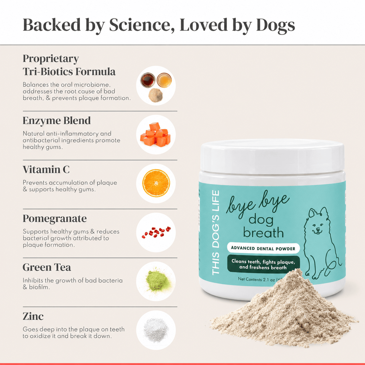 Advanced Bye Bye Dog Breath® Dental Powder (60 g / 2.1 oz)