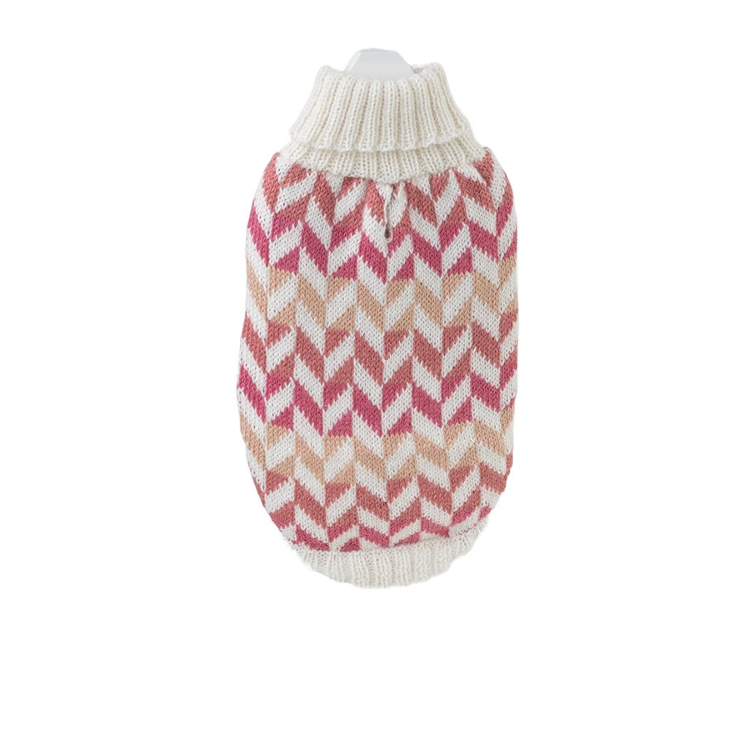 Herringbone Alpaca Wool Dog Sweater in Pink Rose