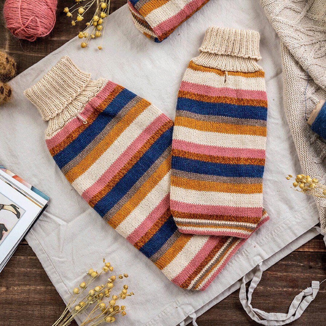 Multicolored Striped Wool Dog Sweater