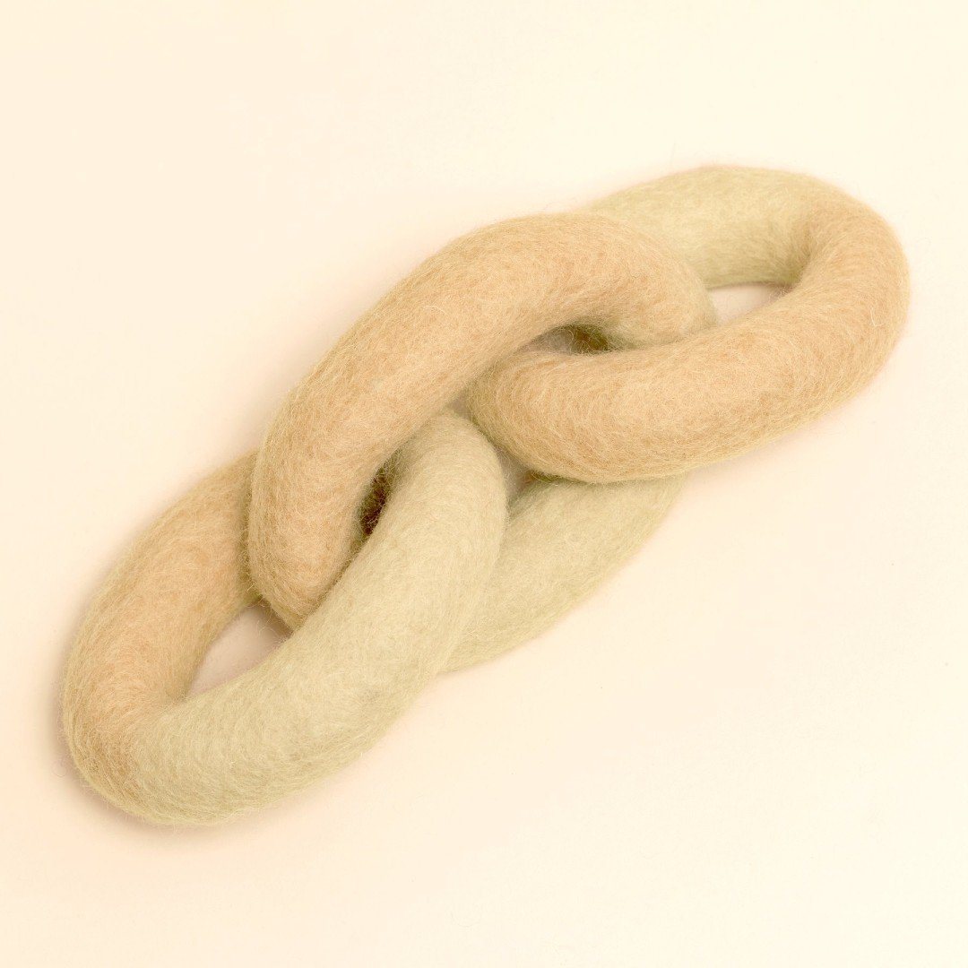Natural Felt Link Dog Toy in Buttercream
