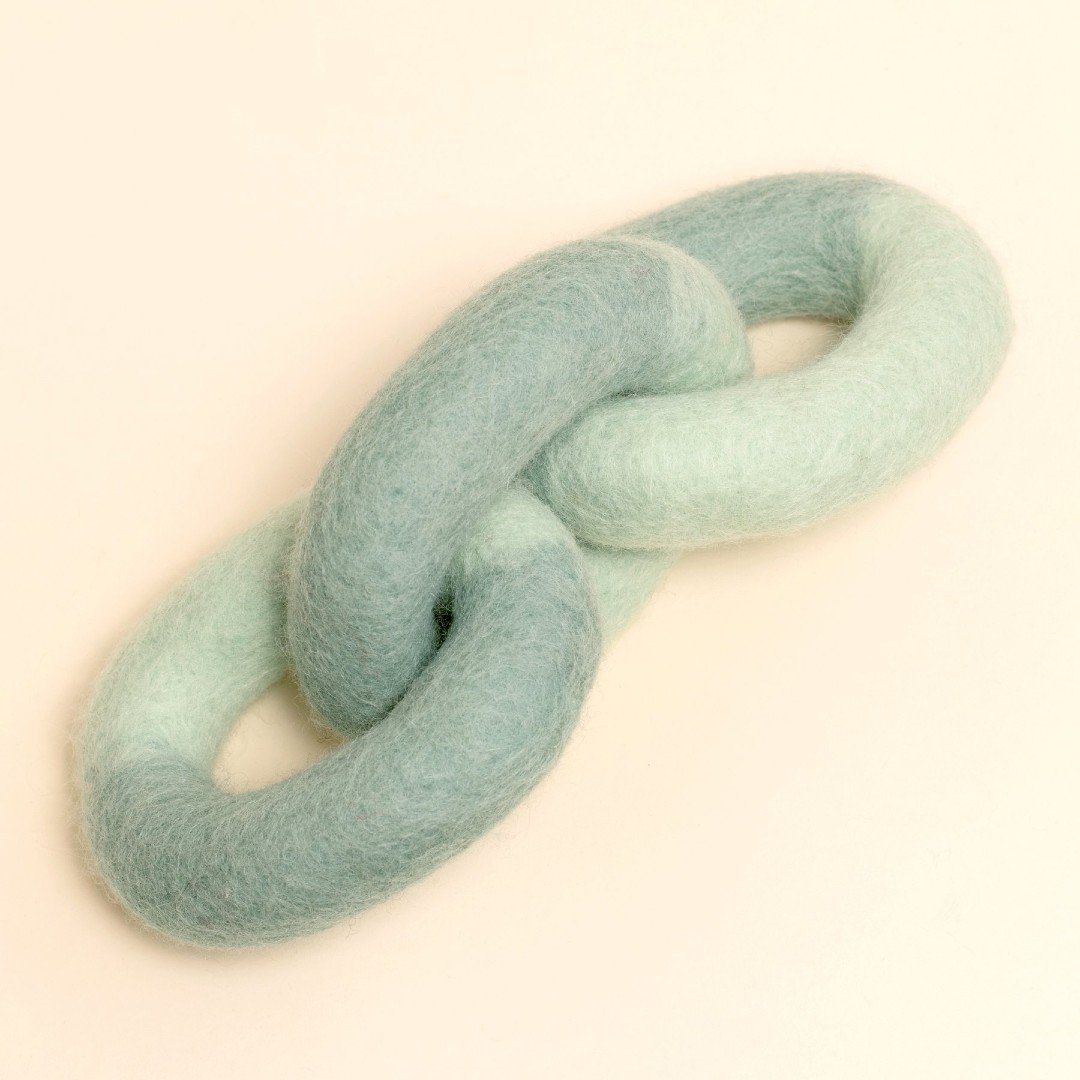 Natural Felt Link Dog Toy in Buttercream