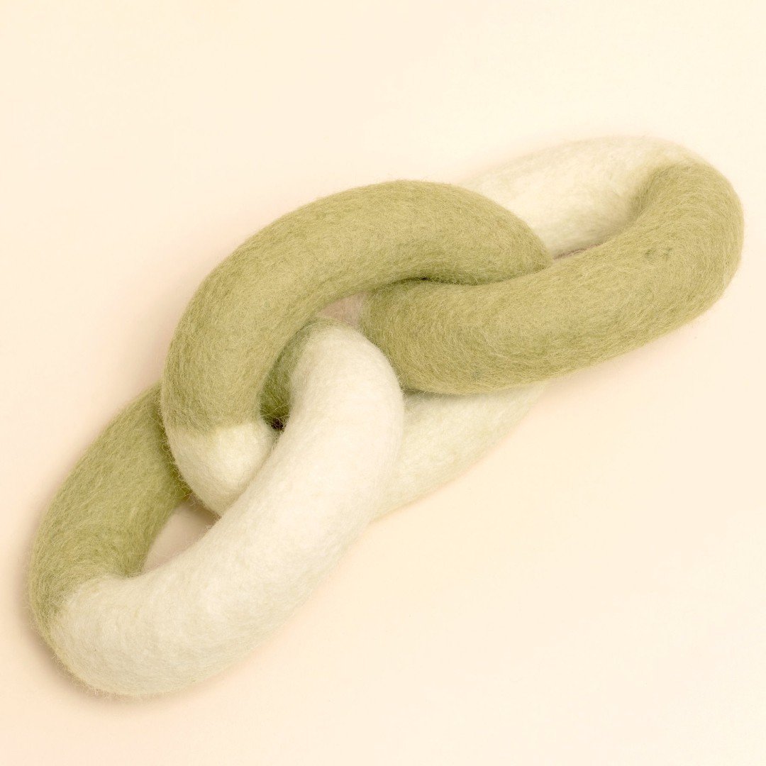 Natural Felt Link Dog Toy in Buttercream