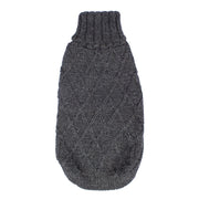 Chunky Cable Wool Knit Dog Sweater in Charcoal Gray