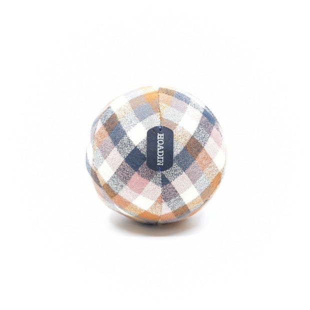 Eco-Friendly Toy Ball in Orange and Navy Flannel Plaid