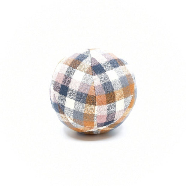 Eco-Friendly Toy Ball in Orange and Navy Flannel Plaid