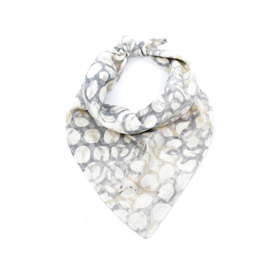 Linen Dog Bandana in Abstract Circular Pattern