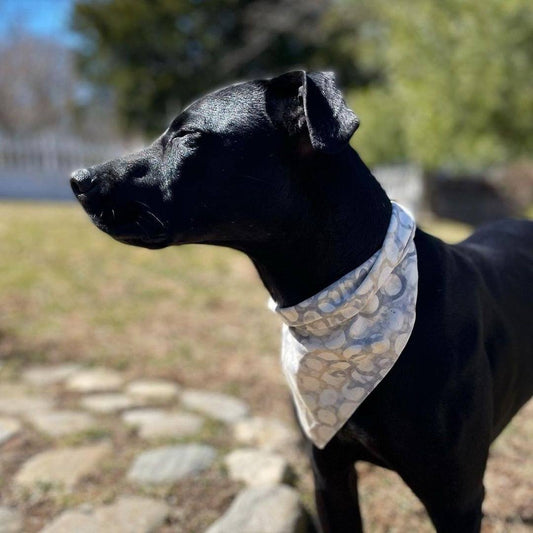 Linen Dog Bandana in Abstract Circular Pattern