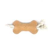 Sustainable Tanned Leather Tug Toy in Vanilla Cream