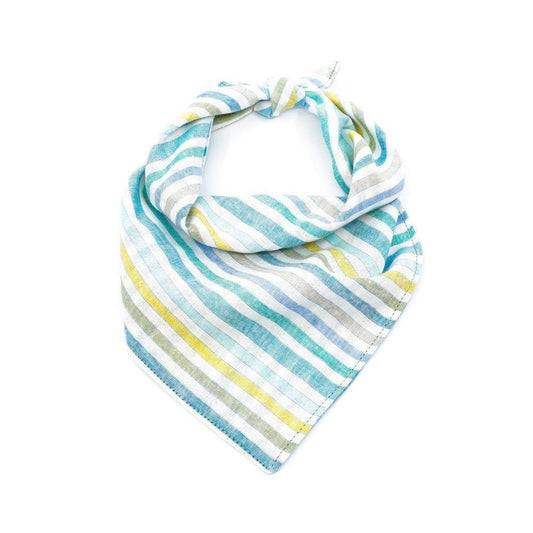 Linen Dog Bandana in Beach Stripe