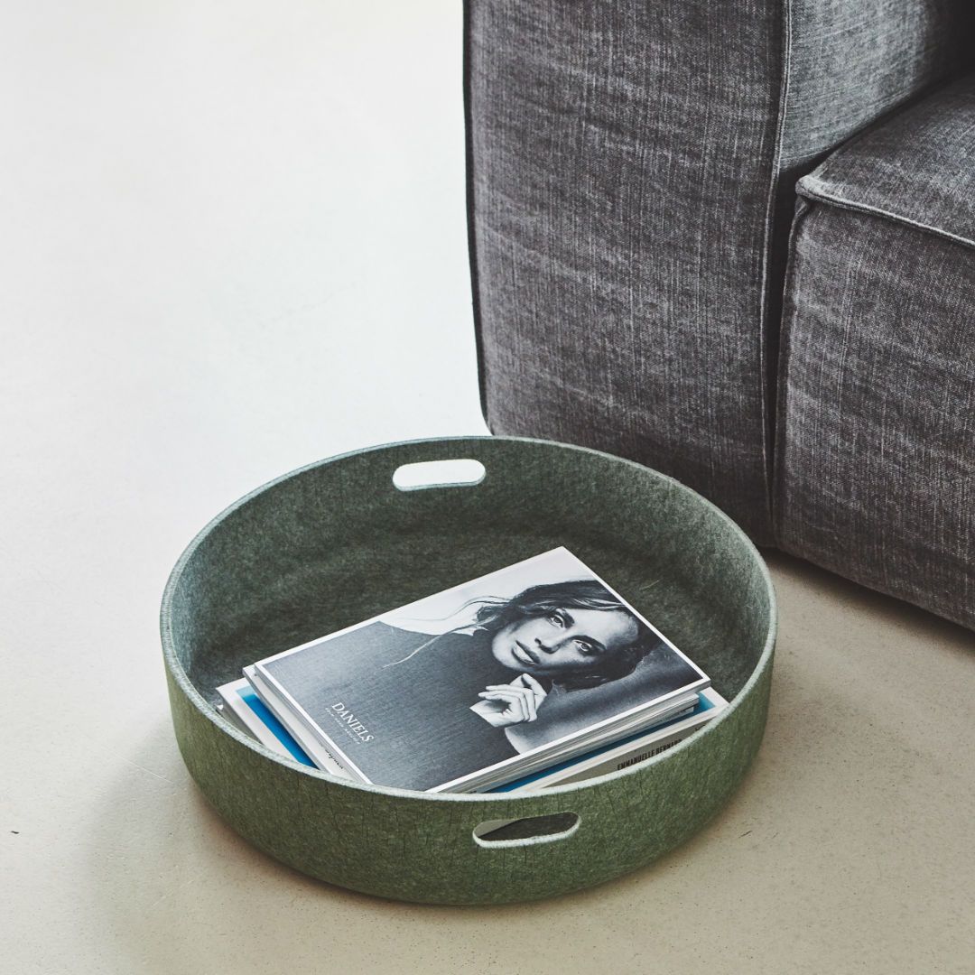 Sustainable Felt Dog Toy Basket in Moss Green - This Dog's Life