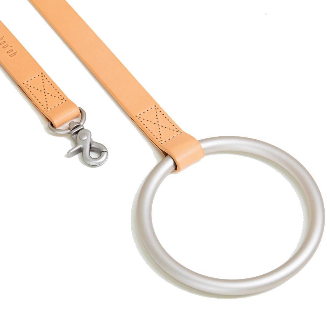 Circular Handle Leather Leash Natural