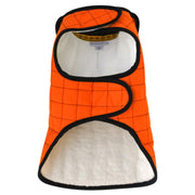 Waterproof Quilted Dog Jacket with Faux Lambswool in Pumpkin Orange