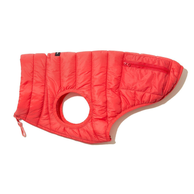 Reversible Water-Resistant Puffer Jacket Vest in Cherry Red and Salmon Pink