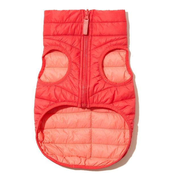 Reversible Water-Resistant Puffer Jacket Vest In Cherry Red And Salmon ...