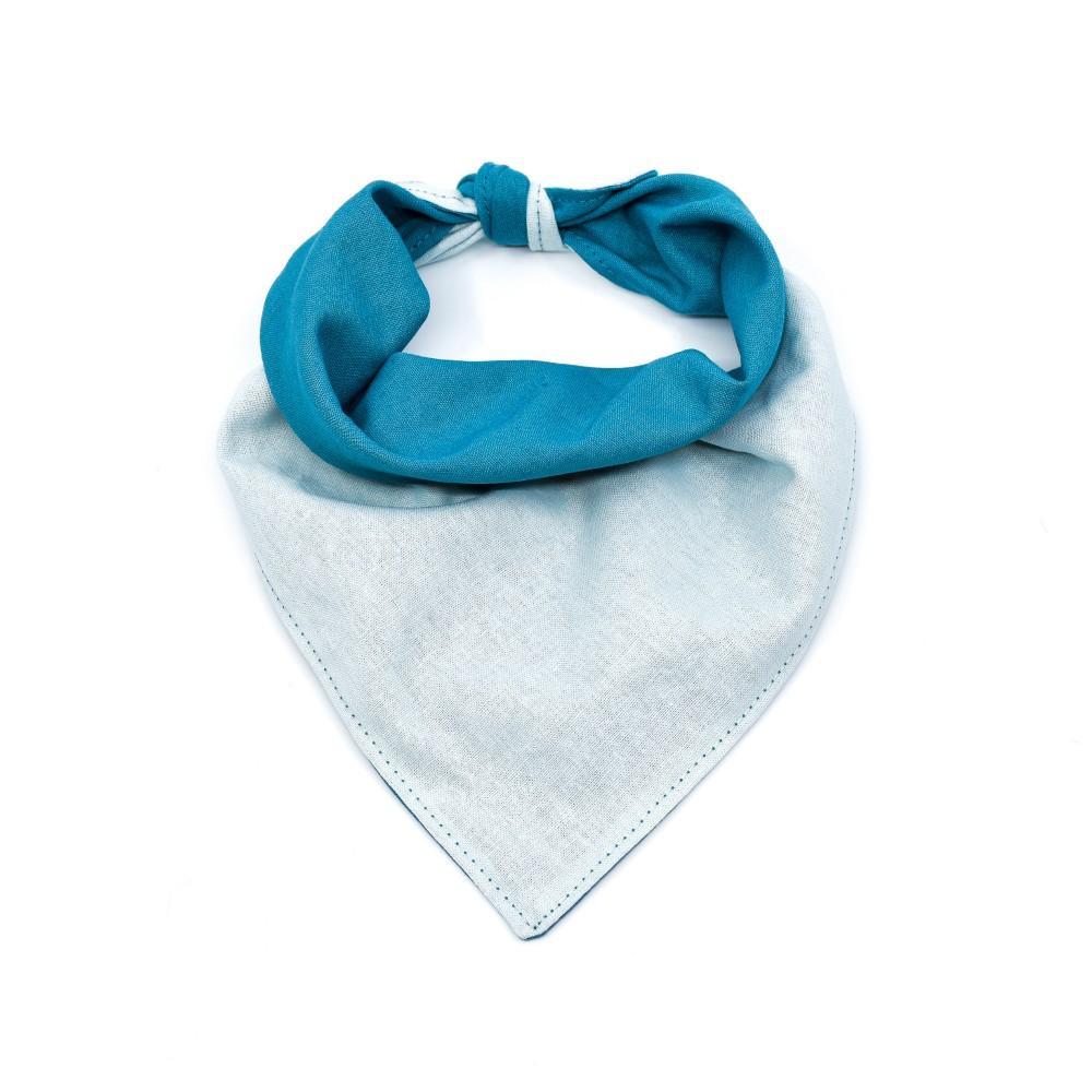 Reversible Linen Dog Bandana in Ocean and Ice Blue