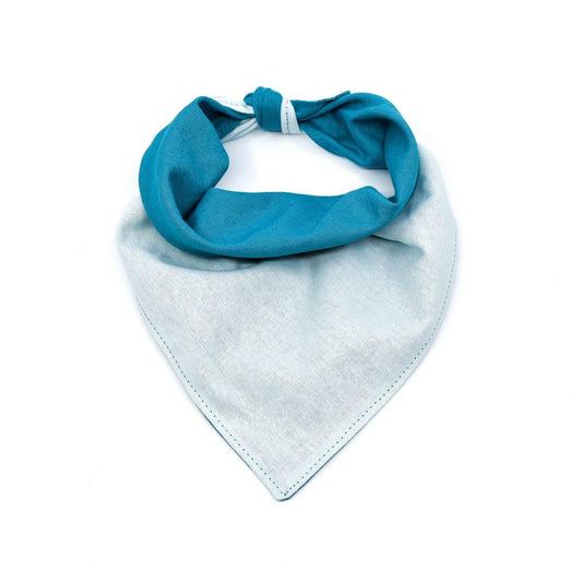 Reversible Linen Dog Bandana in Ocean and Ice Blue