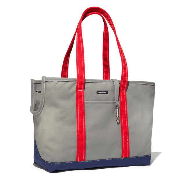 Versatile Tri-Color Dog Carrier in Gray, Navy and Red - This Dog's Life
