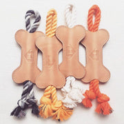 Sustainable Tanned Leather Tug Toy in Vanilla Cream