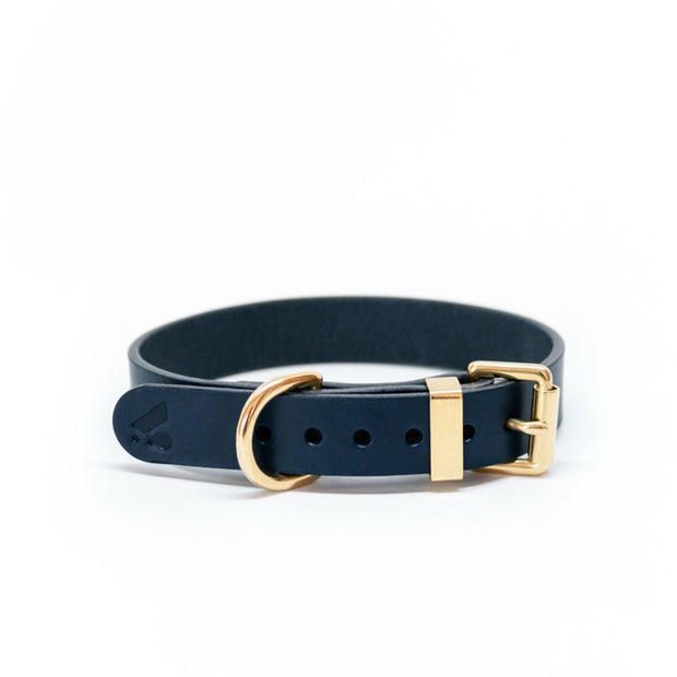 The Essential Classic Leather Collar in Navy Blue - This Dog's Life