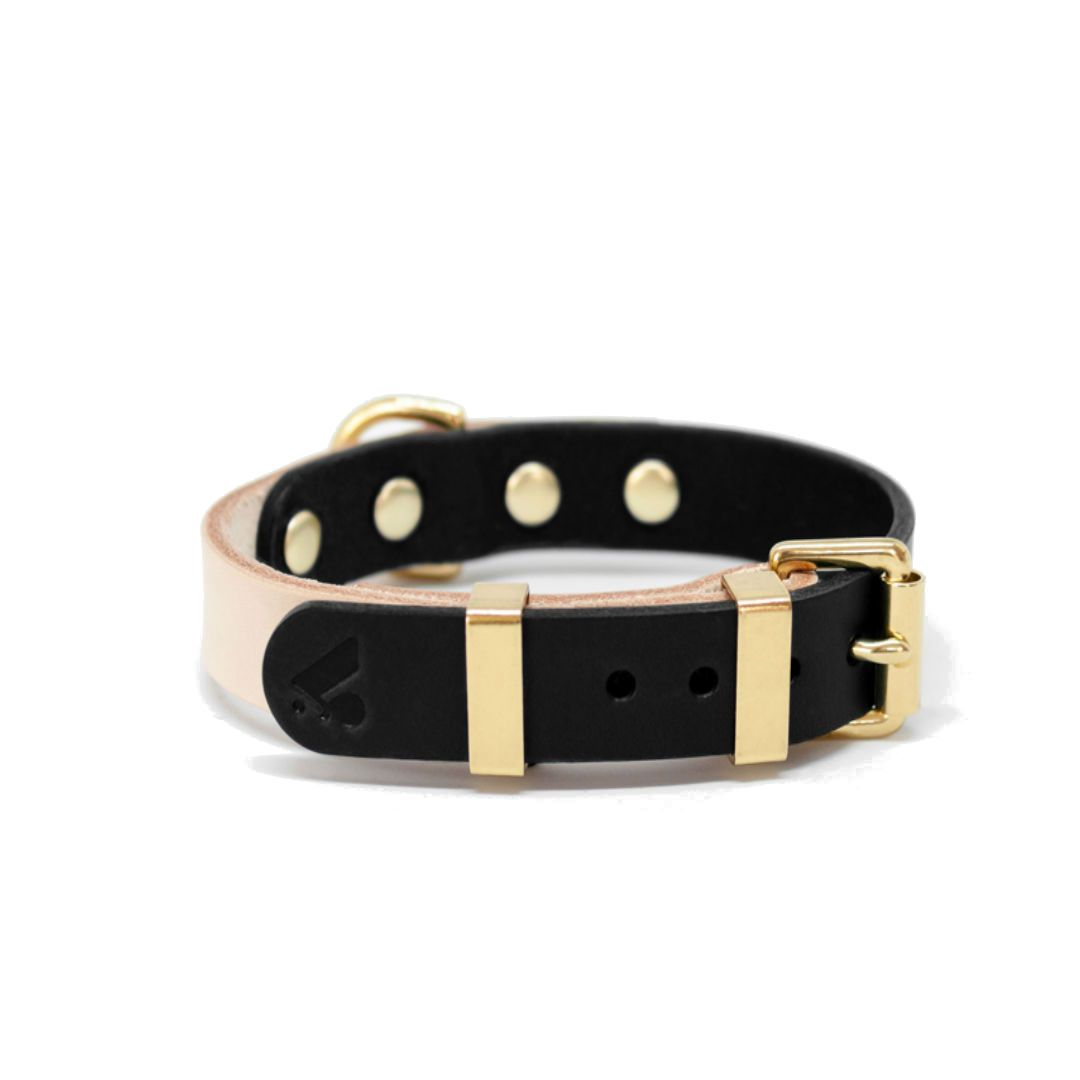 Two-Tone Leather Collar in Black and Brown - This Dog's Life