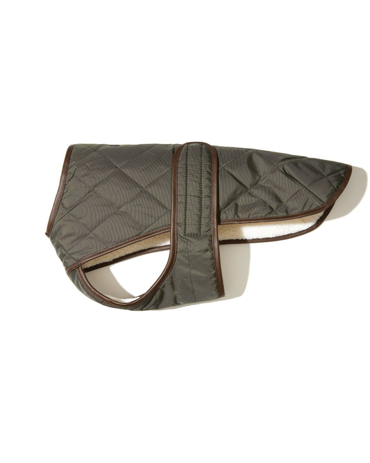 Quilted Water-Resistant Vest with Berber Fleece in Olive Green