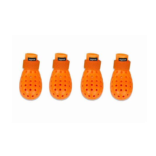 WagWellies Summer Paw Protector Dog Booties in Neon Orange