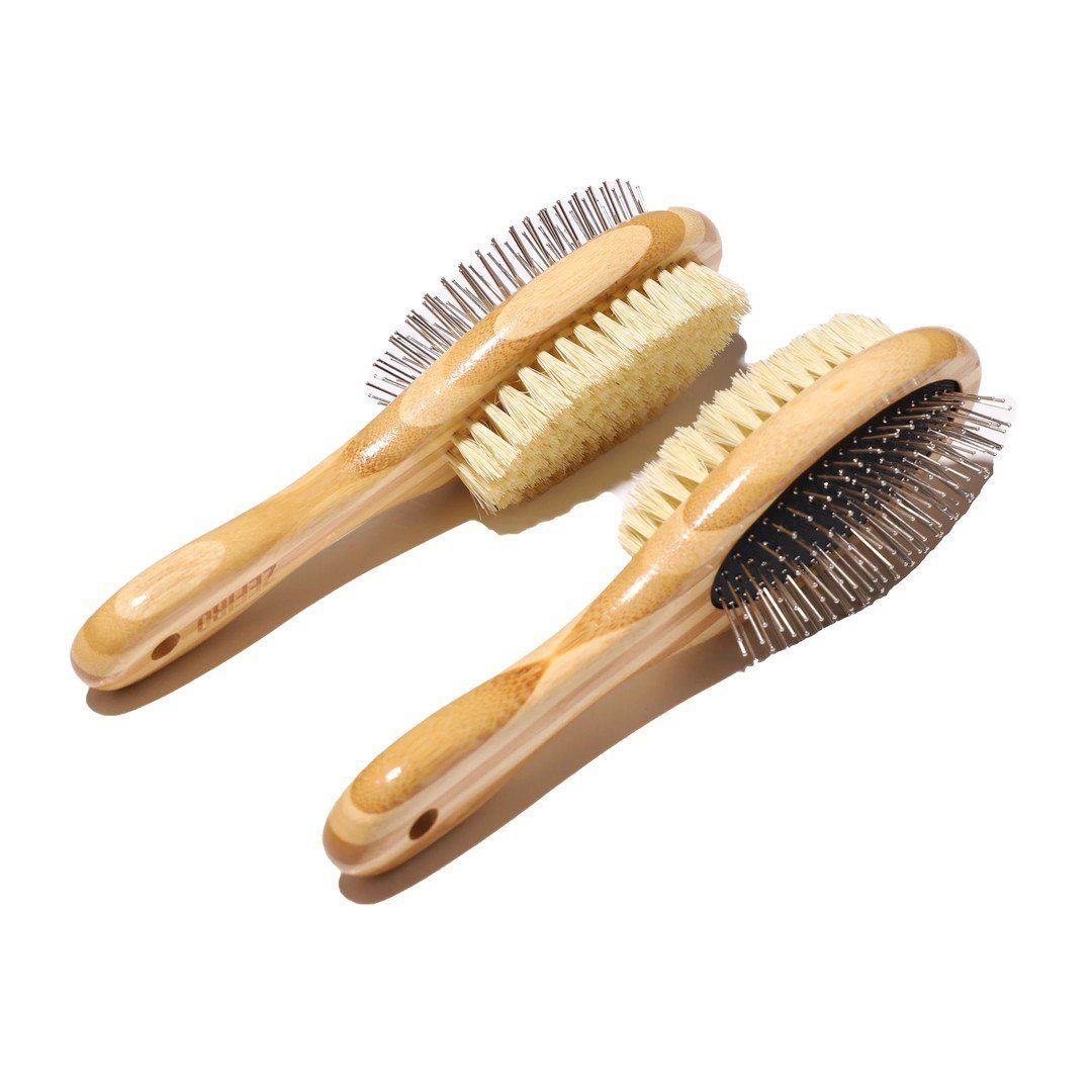 Double-Sided Dog Brush Made of Plant Fibers