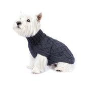 Chunky Cable Wool Knit Dog Sweater in Charcoal Gray