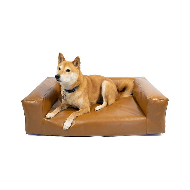 Vegan Pleather Dog Bed in Tobacco Brown - This Dog's Life