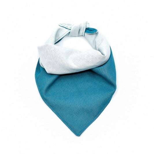 Reversible Linen Dog Bandana in Ocean and Ice Blue
