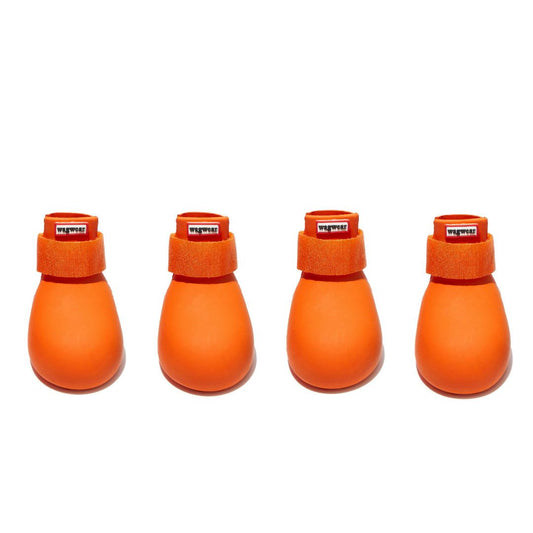 WagWellies Dog Rubber Rain Booties in Tangerine Orange - This Dog's Life