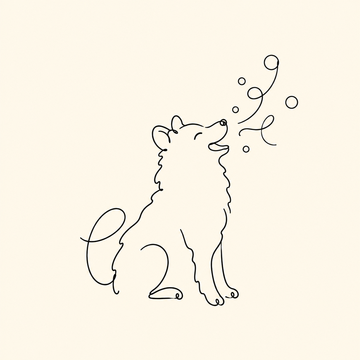 Abstract teal dog with balanced microbiome shapes around its mouth
